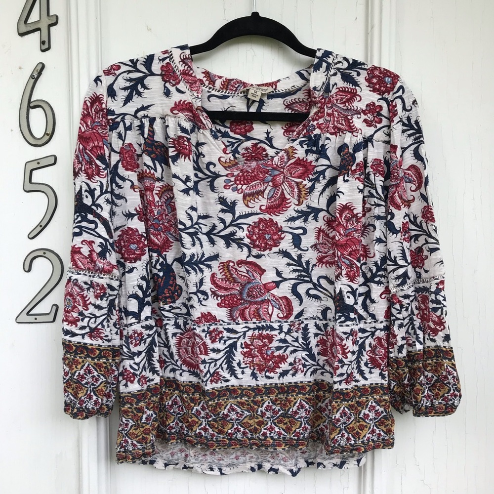 Lucky Brand Floral Peasant Blouse